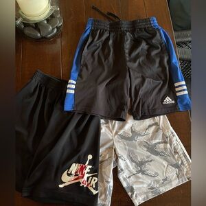 8 pairs of Nike Adidas under armor boys 10-12 lot of bball shorts & shirts